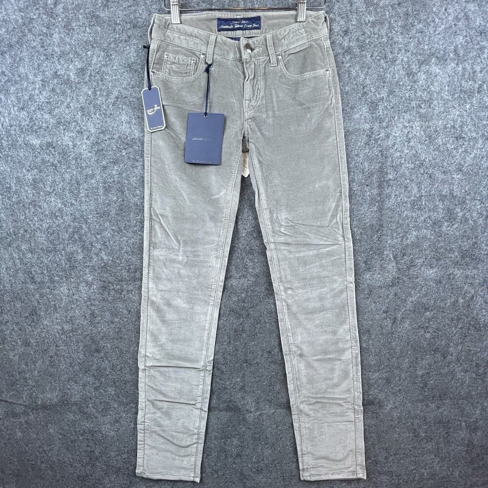 Jacob Cohen Pants Womens 25 Grey Jocelyn Slim Velvet Trousers Stretch Italian‎
